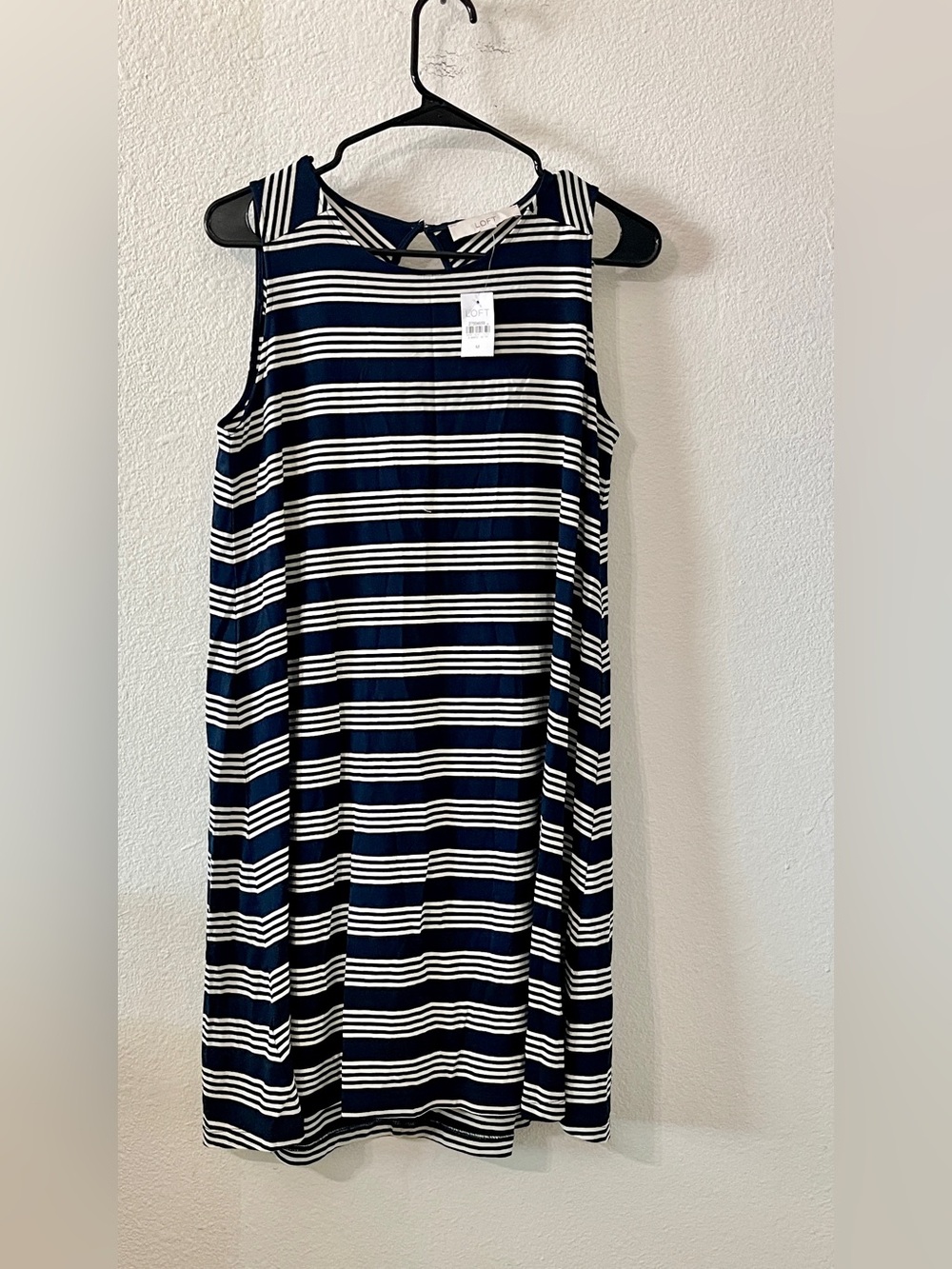 LOFT by Ann Taylor Striped Midi Tank Dress | Navy Blue | Size Medium